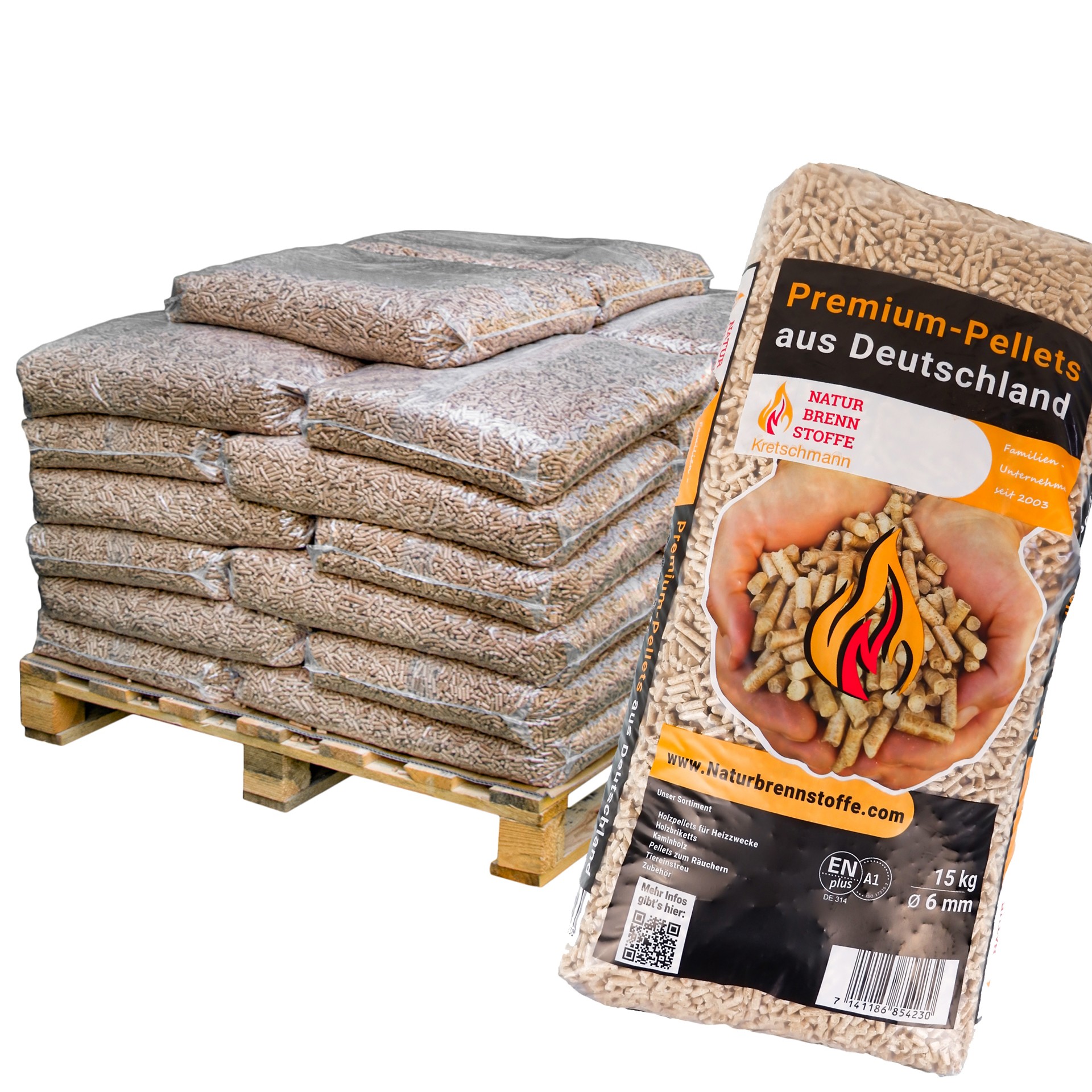 Holzpellets ENplus A1 960 kg – Naturbrennstoffe 6 mm Nadelholz (64 x 15 kg Palette) – Bild 3