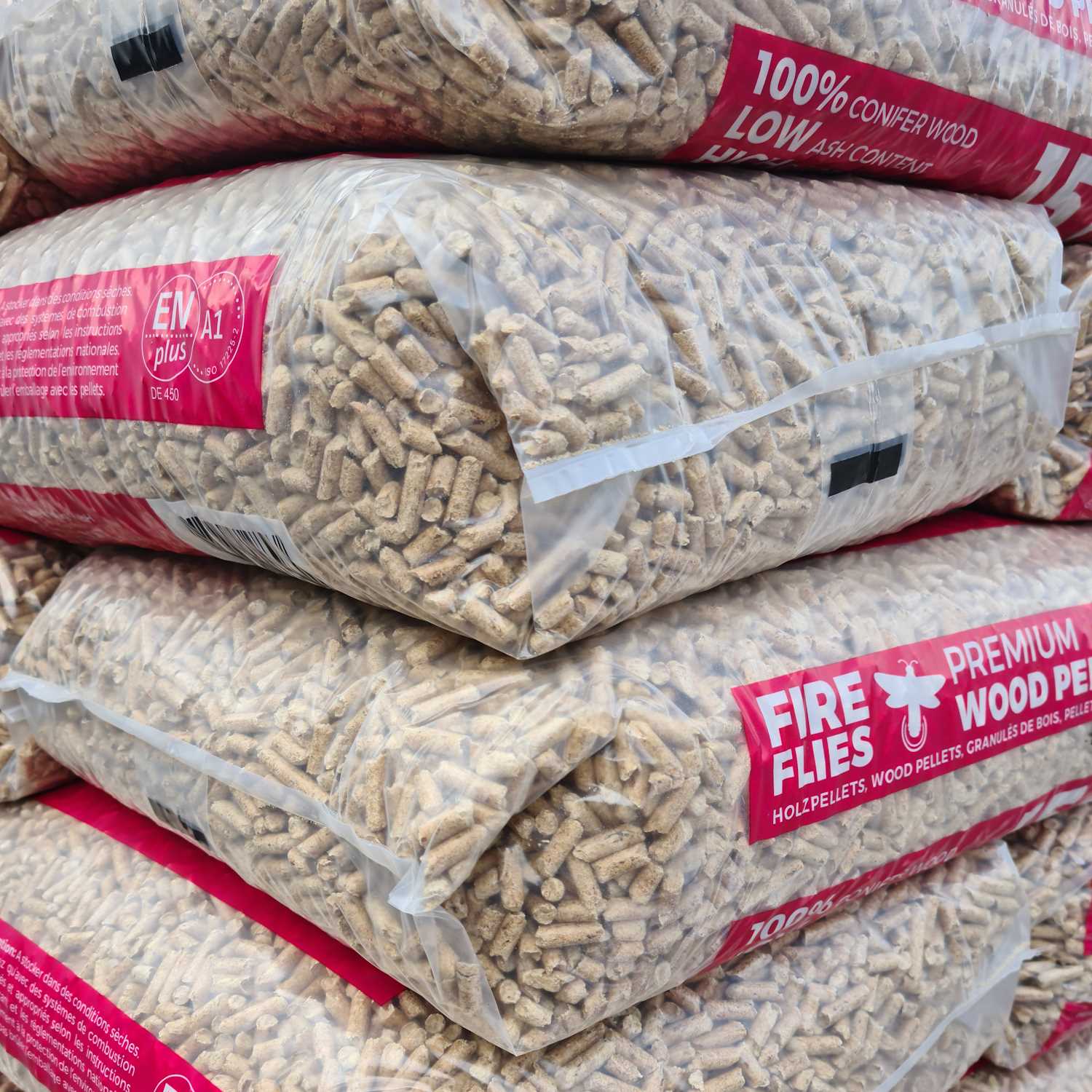 FIREFLIES Holzpellets 6 mm – 65×15 kg (975 kg) – Deutschland