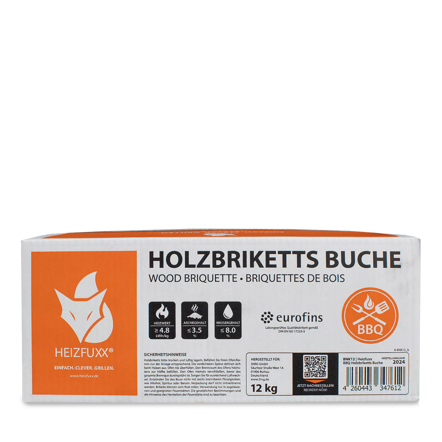Buchen Nestro Briketts – 12 kg Box – Palette 81× (972 kg) – Bild 3