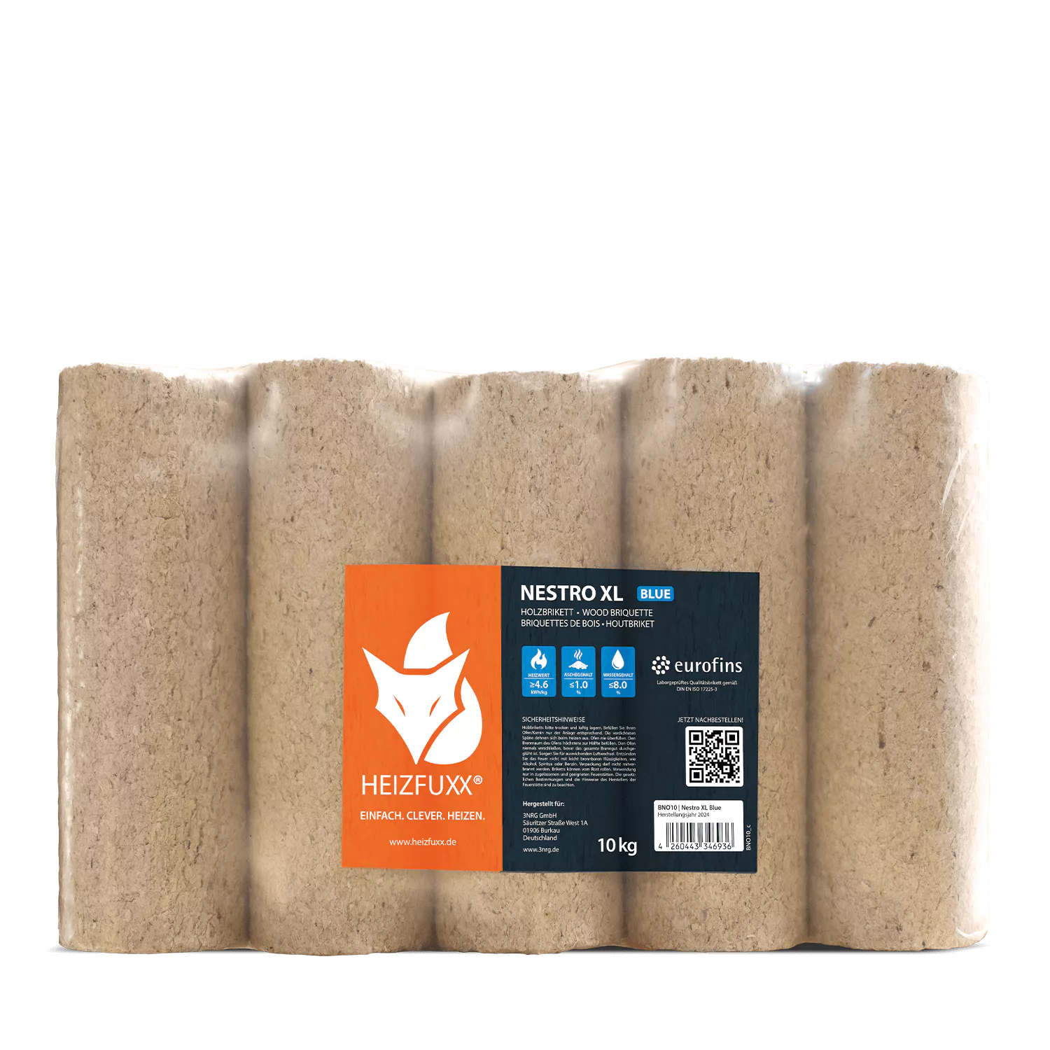 Holzbriketts Nestro XL Blue – rund ohne Loch (Palette 960 kg) – Bild 4