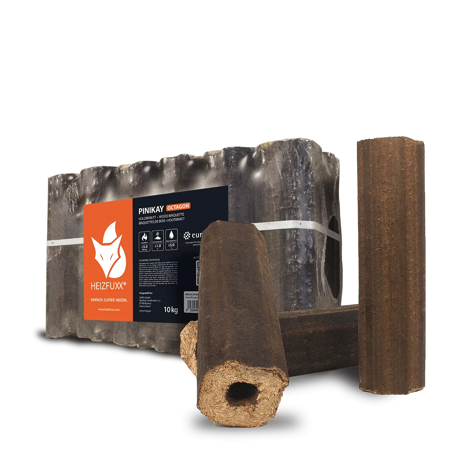 PiniKay Hartholzbriketts Oktagon – mit Zugloch (Palette 960 kg) – Bild 7