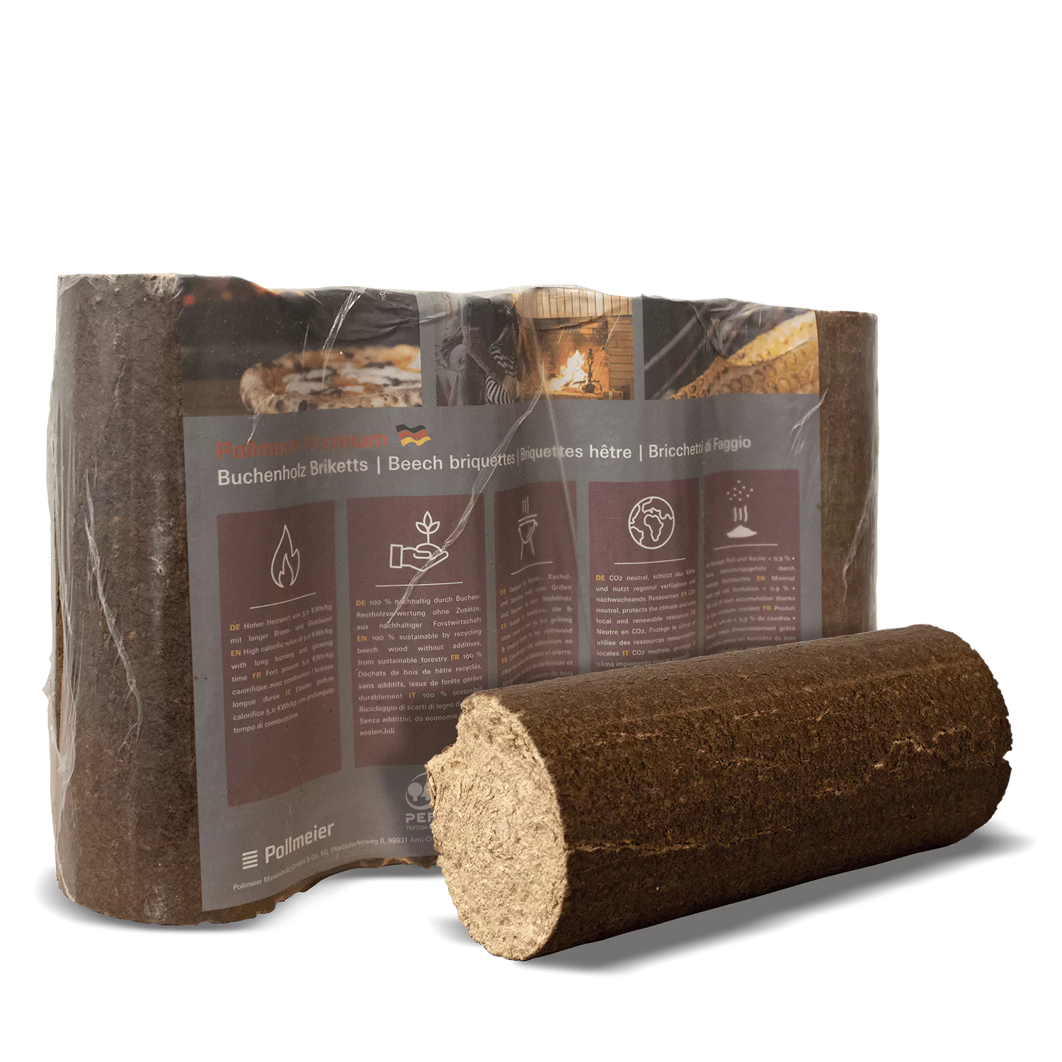 Pollmeier Buchen-Holzbriketts Nestro – rund ohne Loch (Palette 960 kg) – Bild 8