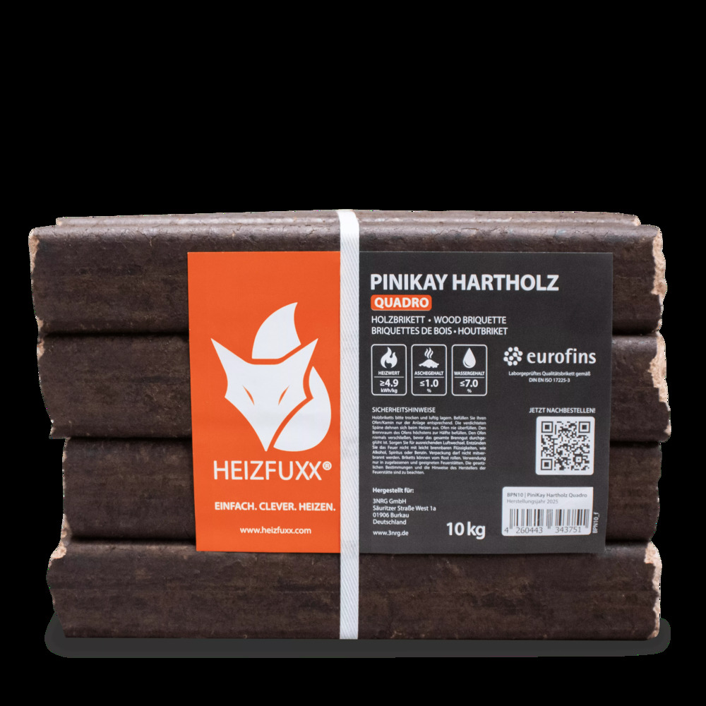PiniKay Quadro Hartholzbriketts – mit Zugloch (Palette 960 kg) – Bild 5
