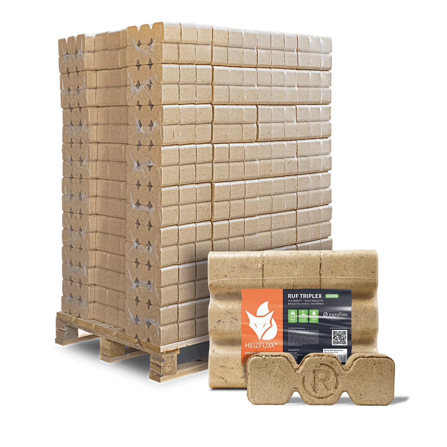 RUF Triplex Green Weichholzbriketts – 960 kg Palette